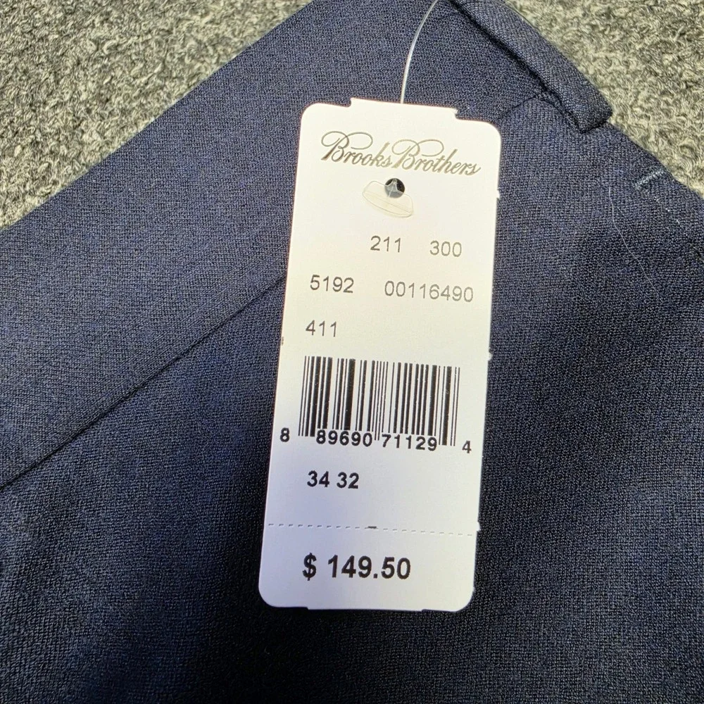 Brooks Brothers Dress Pants Navy Blue Mens 34x32 Regent Fit Wool Trousers NEW